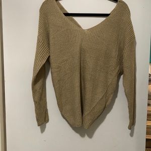 NWT Miracle Sweater. Tan cotton/acrylic sweater with twist back or front. Sm/med